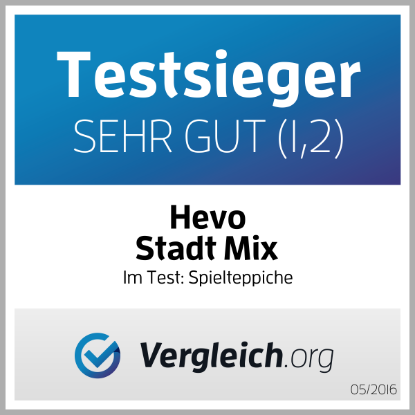 HEVO Stadtmix Spielteppich Testsieger-Siegel